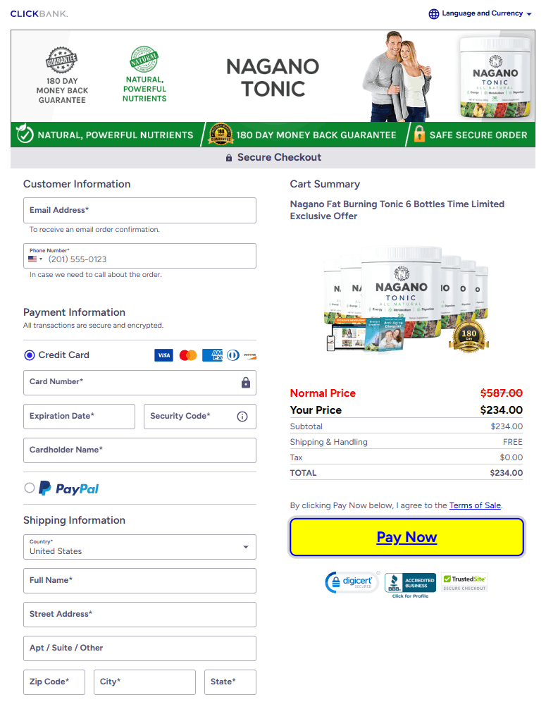 Nagano Tonic Checkout